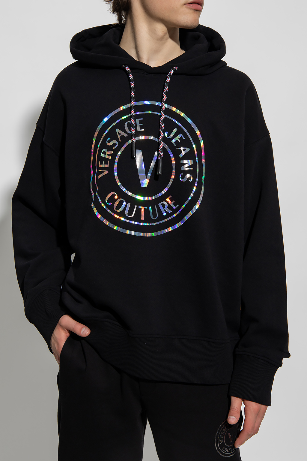 パーカー・フーディ VERSACE JEANS Black cotton sweatshirt (74GAIG07CF05G 899) 90_E76GAIT02-ECF01T_EG89_10_V~
